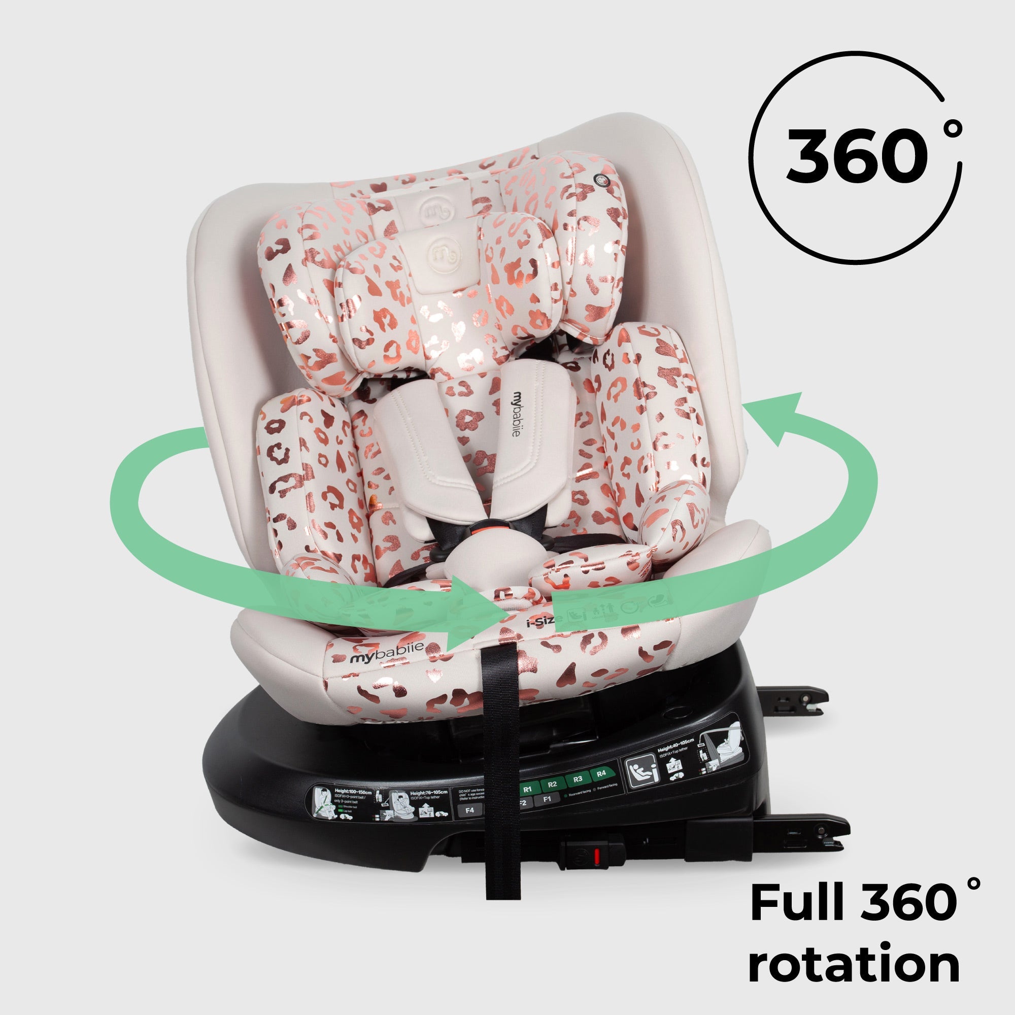 MBCS200 Spin R129 Car Seat with Top Tether - Pink Leopard