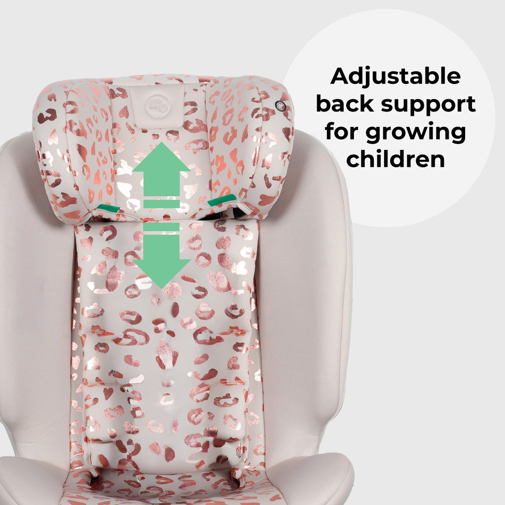 MBCS200 Spin R129 Car Seat with Top Tether - Pink Leopard
