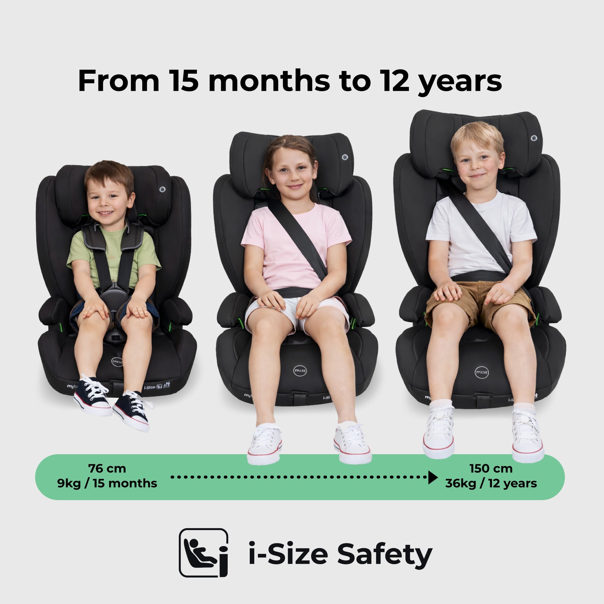 MBCS75 Toddler to Booster R129 Car Seat with ISOFIX - Black