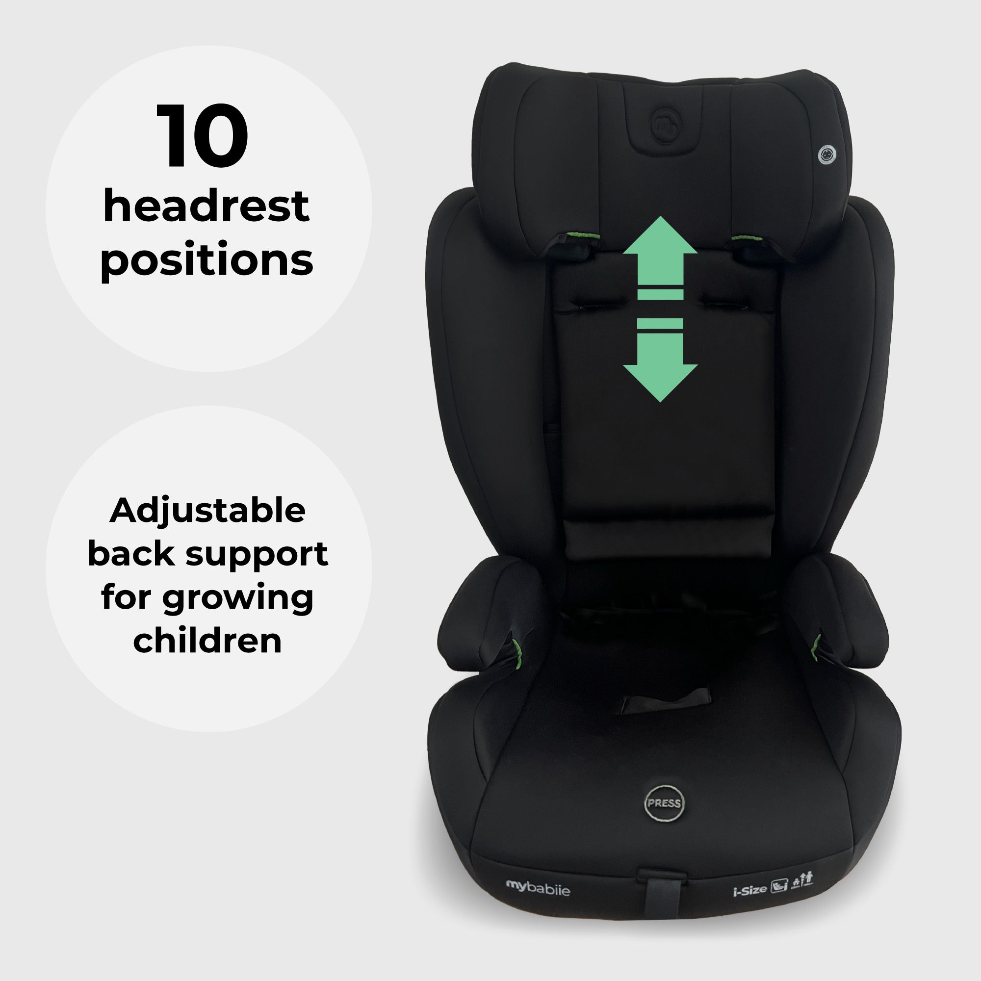 MBCS75 Toddler to Booster R129 Car Seat with ISOFIX - Black