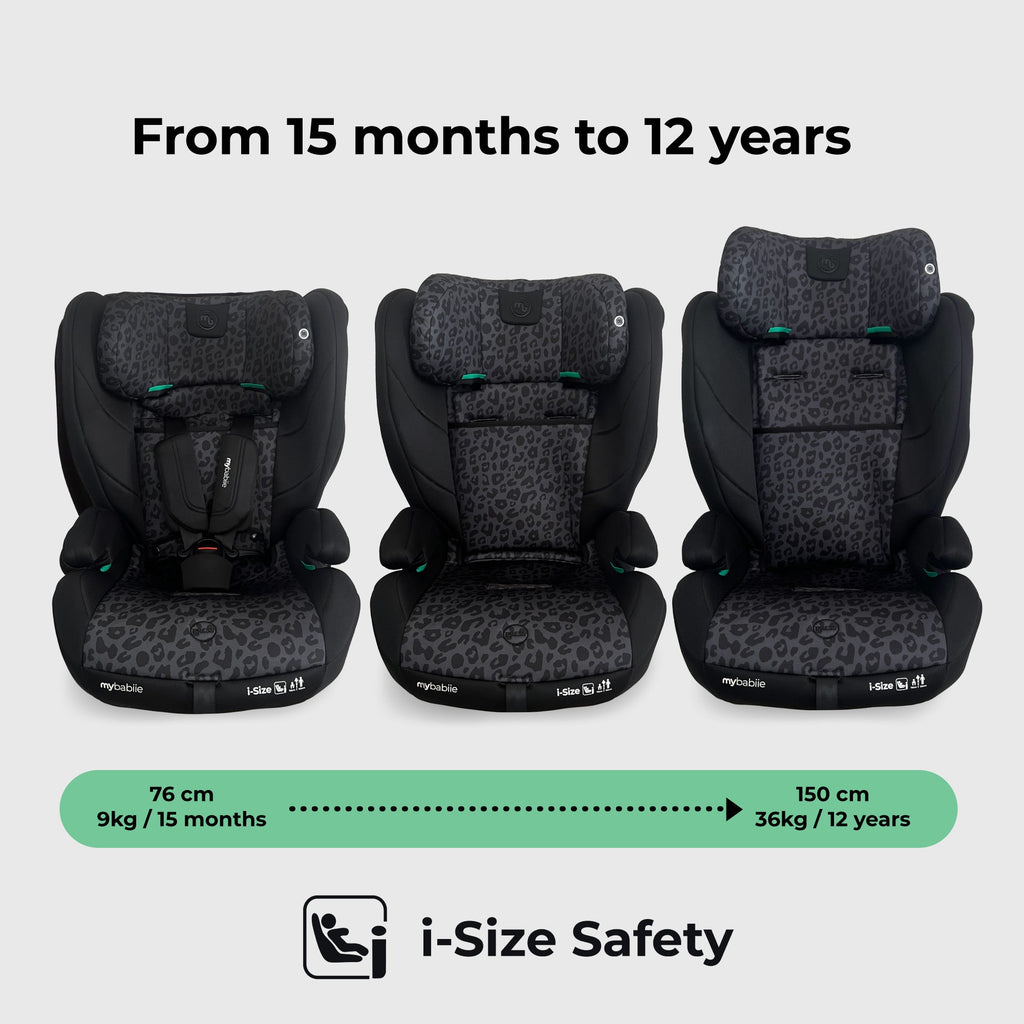 MBCS75 Toddler to Booster R129 Car Seat with ISOFIX - Black Leopard
