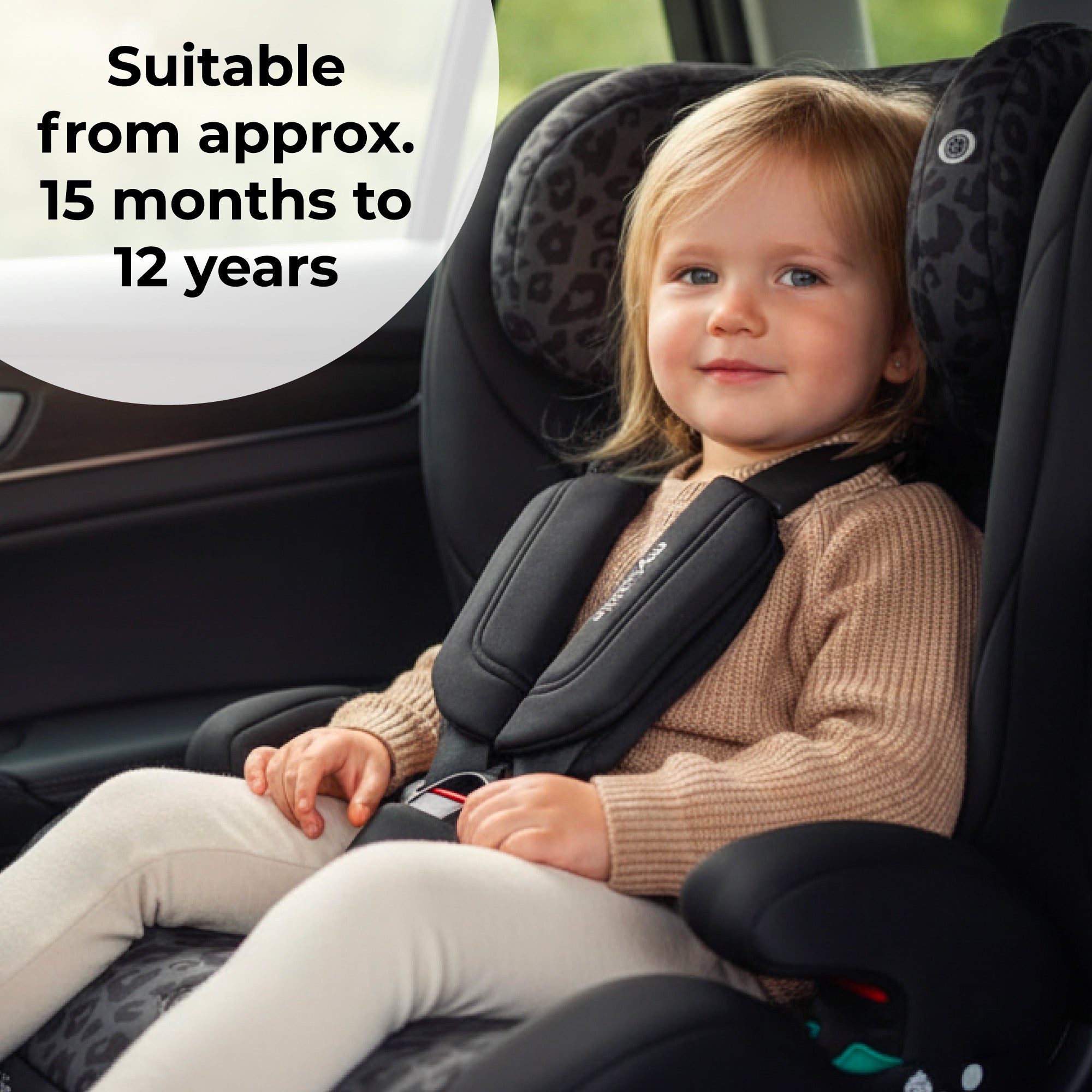 MBCS75 Toddler to Booster R129 Car Seat with ISOFIX - Black Leopard
