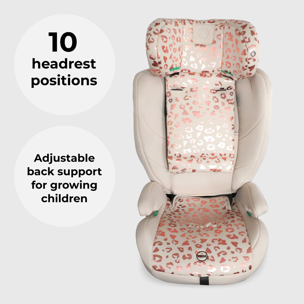 MBCS75 Toddler to Booster R129 Car Seat with ISOFIX - Pink Leopard