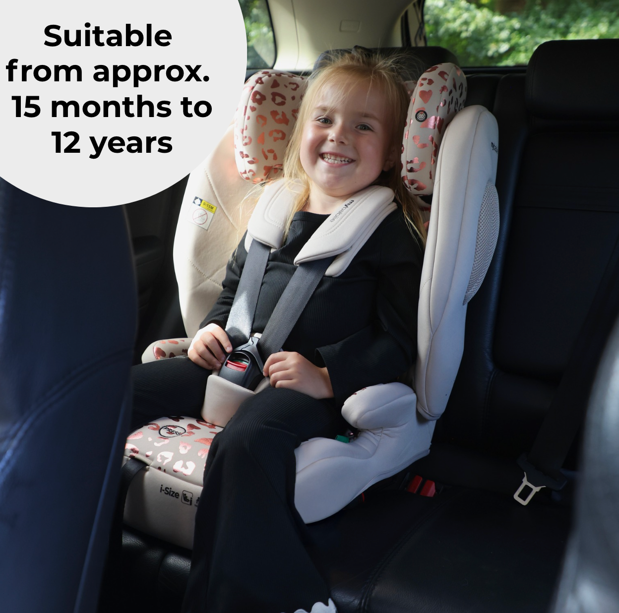 MBCS75 Toddler to Booster R129 Car Seat with ISOFIX - Pink Leopard