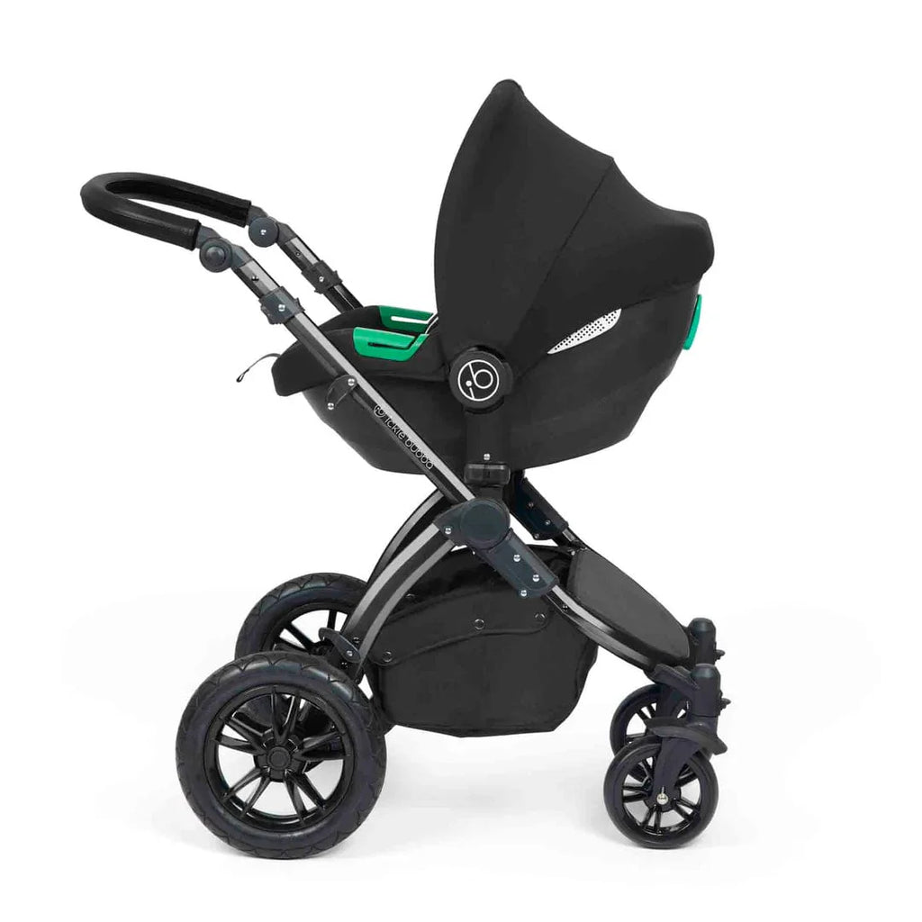Ickle Bubba Stomp Luxe 12 Piece Travel System with i-Size Cirrus Car Seat & ISOFIX Base - Black / Midnight / Black