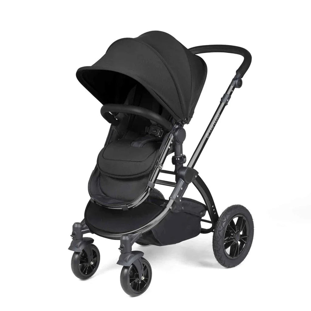 Ickle Bubba Stomp Luxe 12 Piece Travel System with i-Size Cirrus Car Seat & ISOFIX Base - Black / Midnight / Black