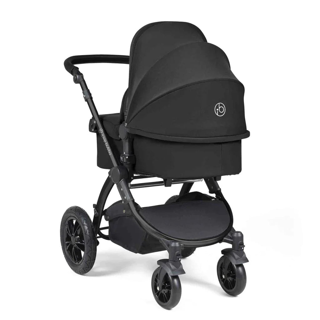 Ickle Bubba Stomp Luxe 12 Piece Travel System with i-Size Cirrus Car Seat & ISOFIX Base - Black / Midnight / Black