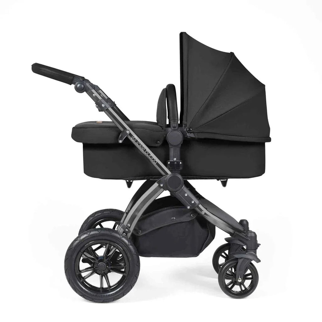 Ickle Bubba Stomp Luxe 12 Piece Travel System with i-Size Cirrus Car Seat & ISOFIX Base - Black / Midnight / Black